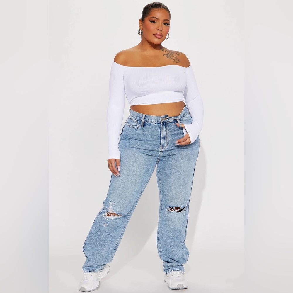 ❥𝖥𝖠𝖲𝖧𝖨𝖮𝖭𝗡𝗢𝗩𝗔: Only One Non Stretch Ripped Straight Leg Jean - Medium Wash - Picture 6 of 11